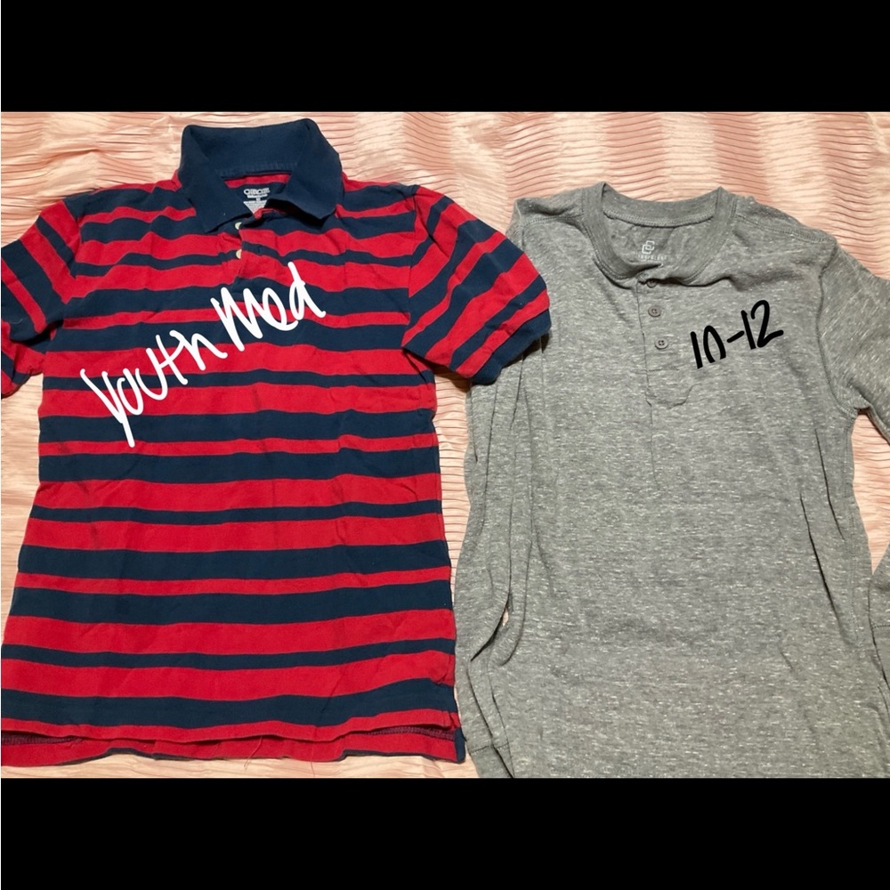 Red and Navy Striped Polo Shirt for Kids
